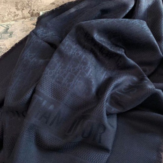 Replica Dior Oblique Shawl 140 CM Navy Blue Fake