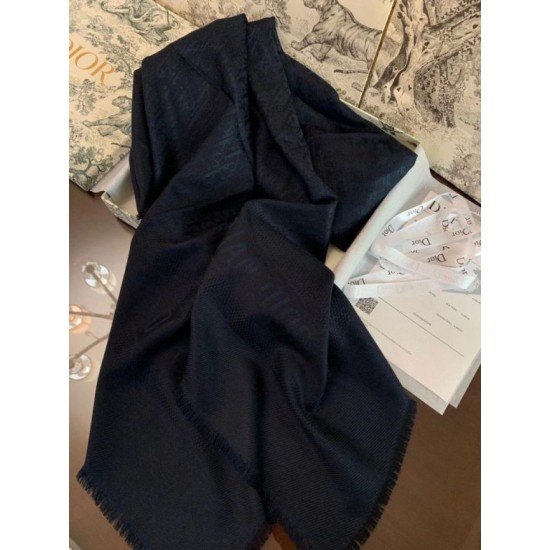 Replica Dior Oblique Shawl 140 CM Navy Blue Fake