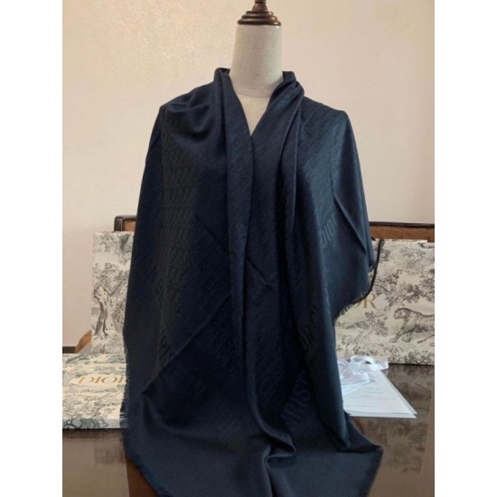 Replica Dior Oblique Shawl 140 CM Navy Blue Fake