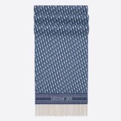 Replica Dior Oblique Scarf Blue Cashmere Fake