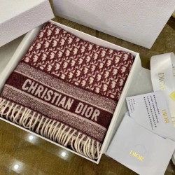 Replica Dior Oblique Scarf Cashmere Burgundy Fake