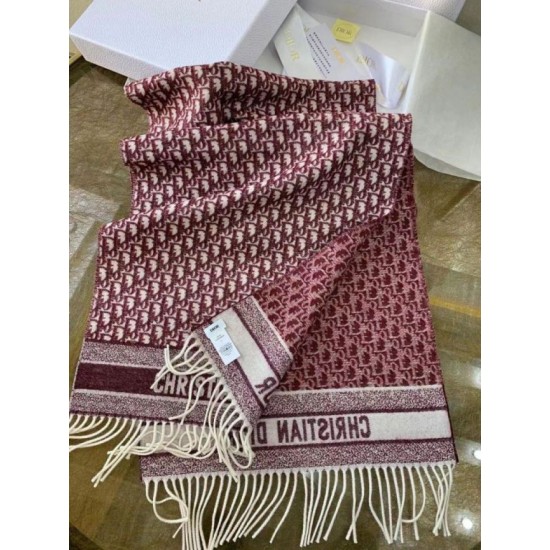 Replica Dior Oblique Scarf Cashmere Burgundy Fake