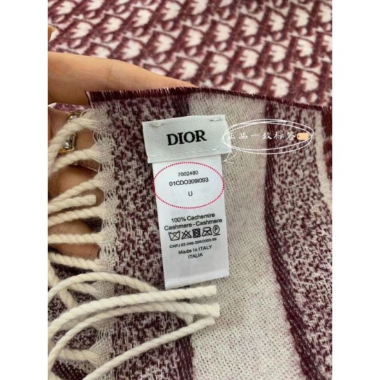 Replica Dior Oblique Scarf Cashmere Burgundy Fake