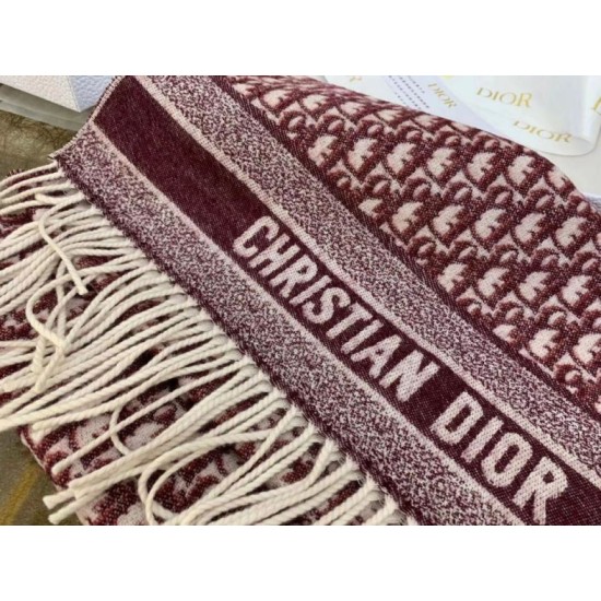 Replica Dior Oblique Scarf Cashmere Burgundy Fake