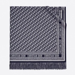 Replica Dior Oblique Blanket Wool and Angora Navy Blue Fake