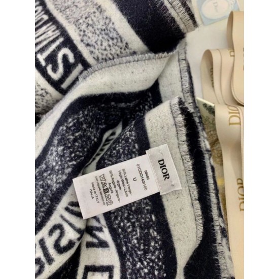 Replica Dior Oblique Blanket Wool and Angora Navy Blue Fake