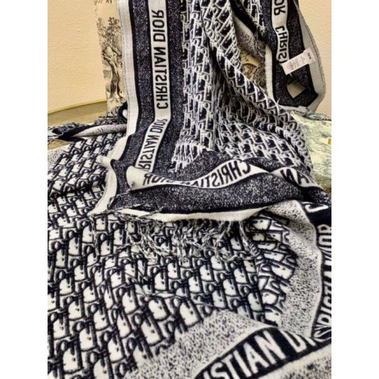 Replica Dior Oblique Blanket Wool and Angora Navy Blue Fake