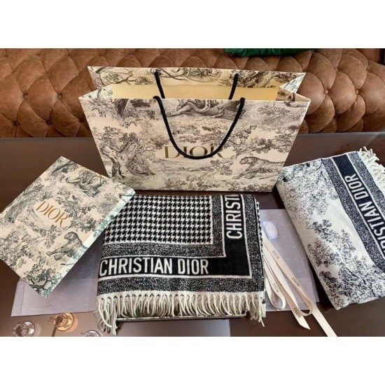 Replica Dior 30 Montaigne Blanket Houndstooth Cashmere and Wool Fake