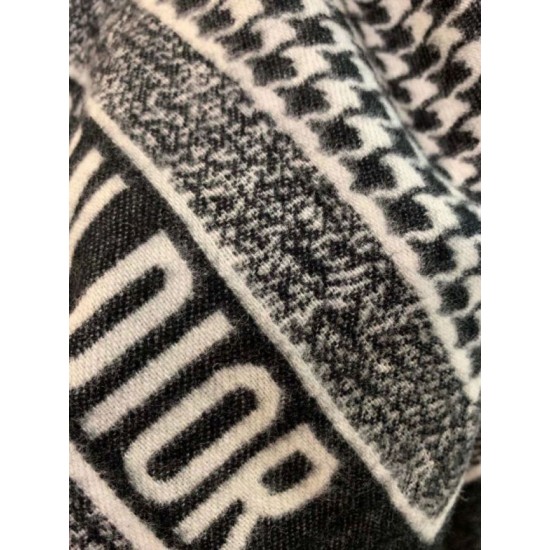 Replica Dior 30 Montaigne Blanket Houndstooth Cashmere and Wool Fake