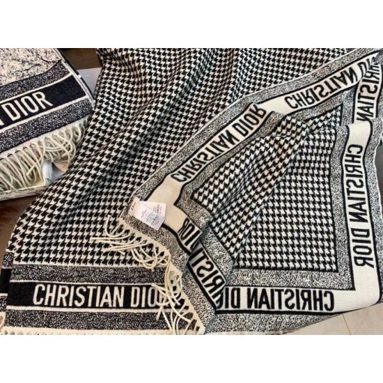 Replica Dior 30 Montaigne Blanket Houndstooth Cashmere and Wool Fake