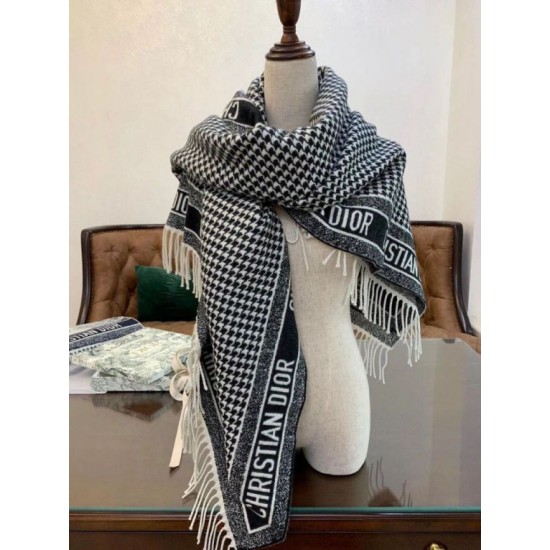 Replica Dior 30 Montaigne Blanket Houndstooth Cashmere and Wool Fake