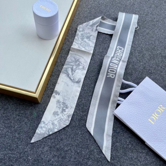 Replica Dior Toile de Jouy Sauvage Mitzah Scarf Silk Twill Grey Fake