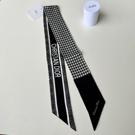 Replica Dior 30 Montaigne Mitzah Scarf Silk Twill Black/White  Fake