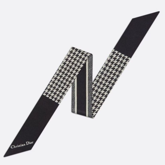 Replica Dior 30 Montaigne Mitzah Scarf Silk Twill Black/White  Fake