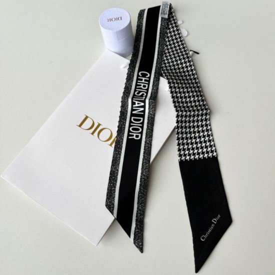 Replica Dior 30 Montaigne Mitzah Scarf Silk Twill Black/White  Fake