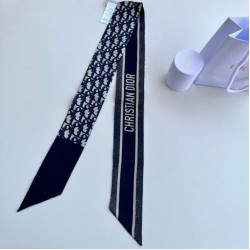 Replica Dior Oblique Mitzah Scarf Silk Twill Blue Fake