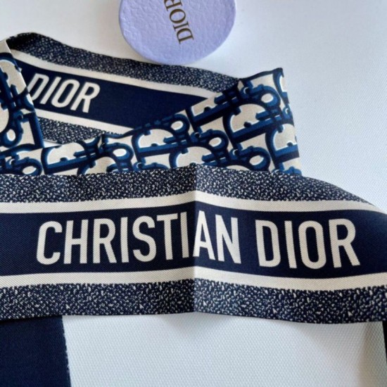 Replica Dior Oblique Mitzah Scarf Silk Twill Blue Fake