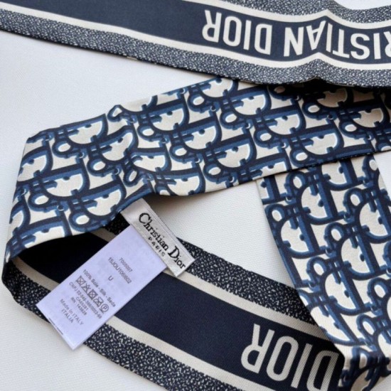Replica Dior Oblique Mitzah Scarf Silk Twill Blue Fake