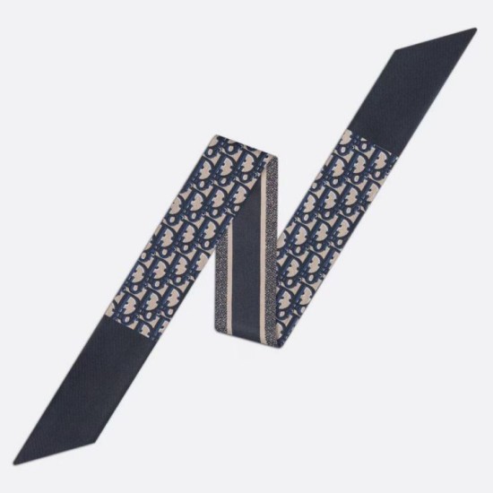 Replica Dior Oblique Mitzah Scarf Silk Twill Blue Fake