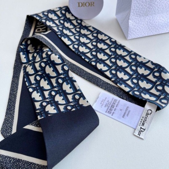 Replica Dior Oblique Mitzah Scarf Silk Twill Blue Fake