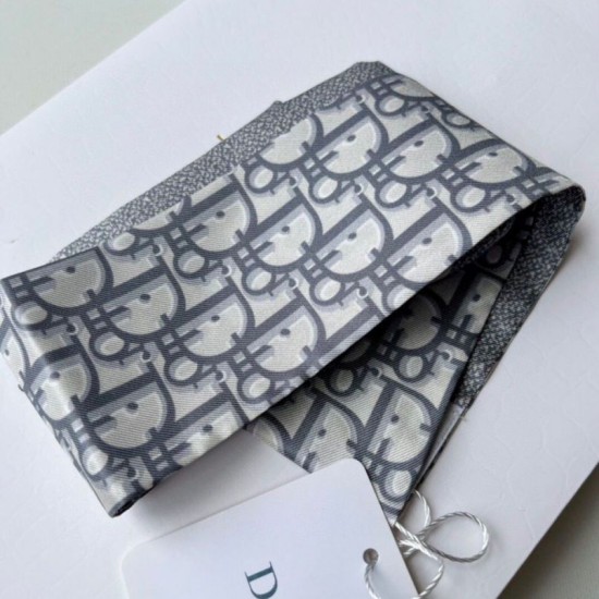 Replica Dior Oblique Mitzah Scarf Silk Twill Grey Fake
