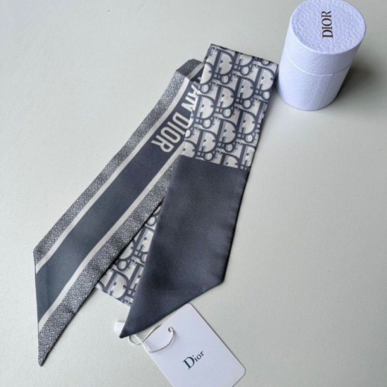 Replica Dior Oblique Mitzah Scarf Silk Twill Grey Fake
