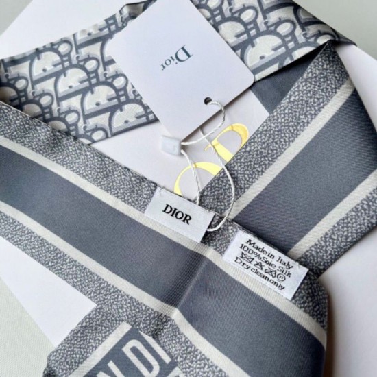 Replica Dior Oblique Mitzah Scarf Silk Twill Grey Fake