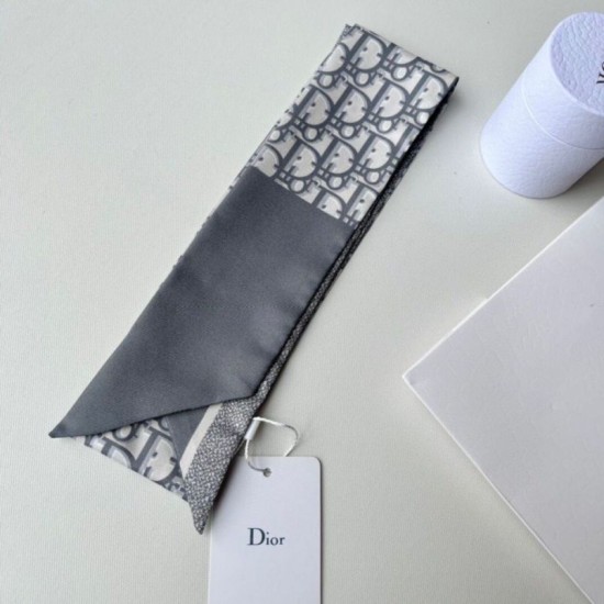 Replica Dior Oblique Mitzah Scarf Silk Twill Grey Fake