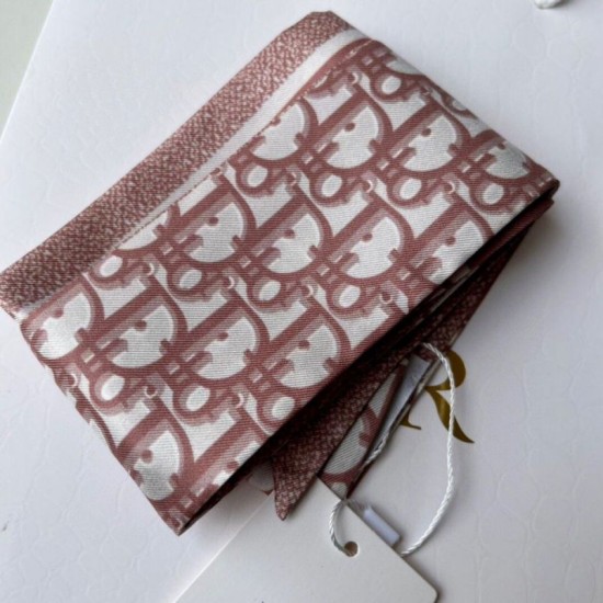 Replica Dior Oblique Mitzah Scarf Silk Twill Pink Fake