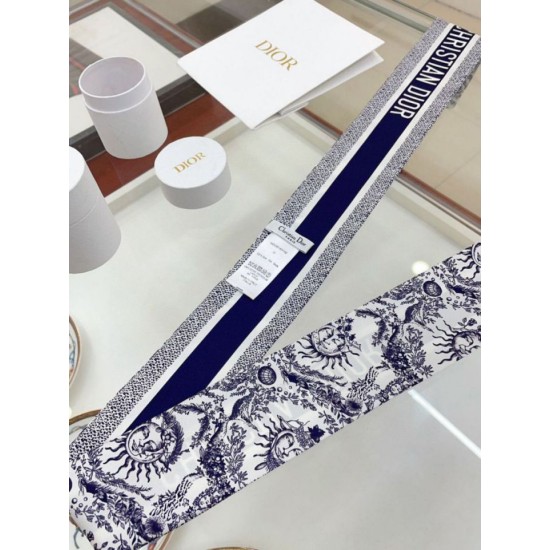 Replica Dior Toile de Jouy Soleil Mitzah Scarf Silk Twill Blue Fake