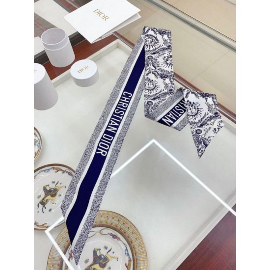 Replica Dior Toile de Jouy Soleil Mitzah Scarf Silk Twill Blue Fake