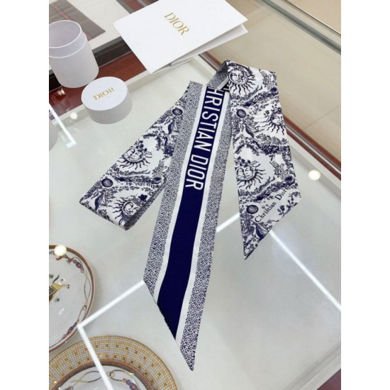 Replica Dior Toile de Jouy Soleil Mitzah Scarf Silk Twill Blue Fake