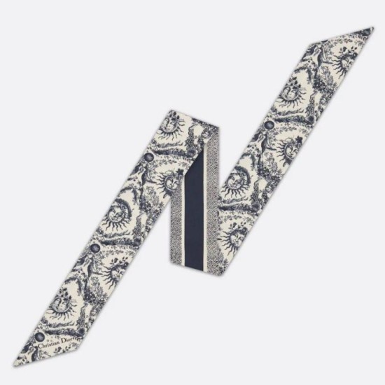 Replica Dior Toile de Jouy Soleil Mitzah Scarf Silk Twill Blue Fake