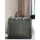 Replica Fendi Sunshine Medium Shopper Bag FF Fabric Green Fake