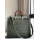 Replica Fendi Sunshine Medium Shopper Bag FF Fabric Green Fake