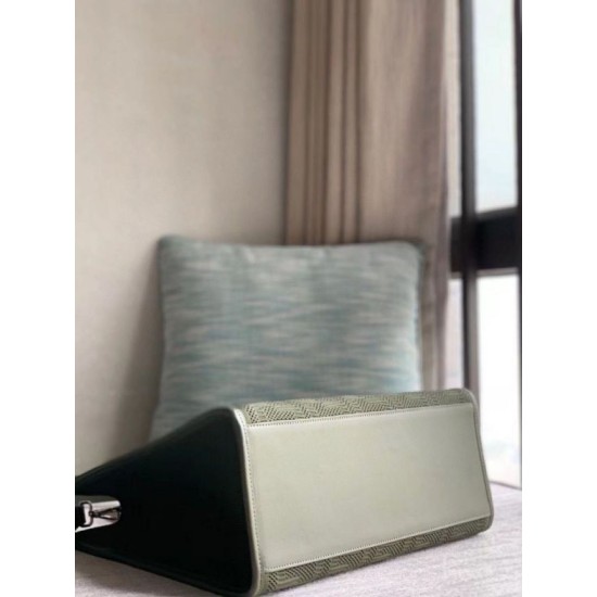 Replica Fendi Sunshine Medium Shopper Bag FF Fabric Green Fake