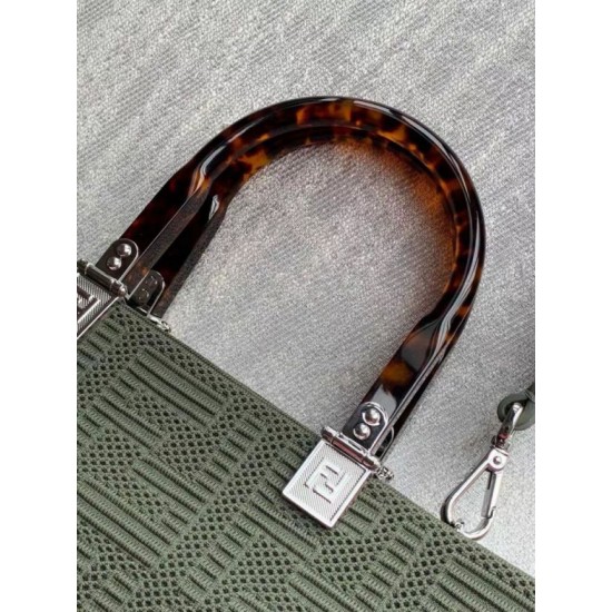 Replica Fendi Sunshine Medium Shopper Bag FF Fabric Green Fake