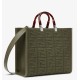 Replica Fendi Sunshine Medium Shopper Bag FF Fabric Green Fake
