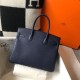 Replica Hermes Birkin 30cm Bag Clemence Dark Blue Fake