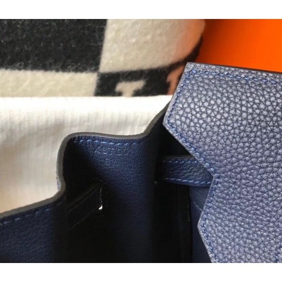 Replica Hermes Birkin 30cm Bag Clemence Dark Blue Fake