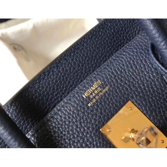 Replica Hermes Birkin 30cm Bag Clemence Dark Blue Fake