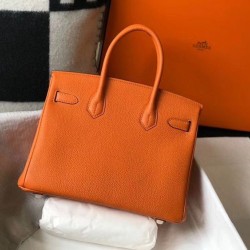 Replica Hermes Birkin 25cm 30cm 35cm Bag Clemence Orange