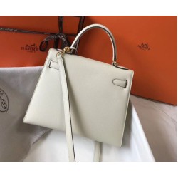 Replica Hermes Kelly 28cm Sellier Bag Epsom White Fake
