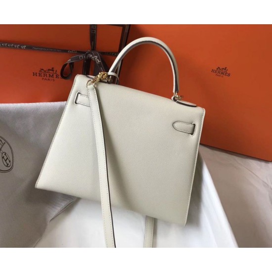 Replica Hermes Kelly 28cm Sellier Bag Epsom White Fake