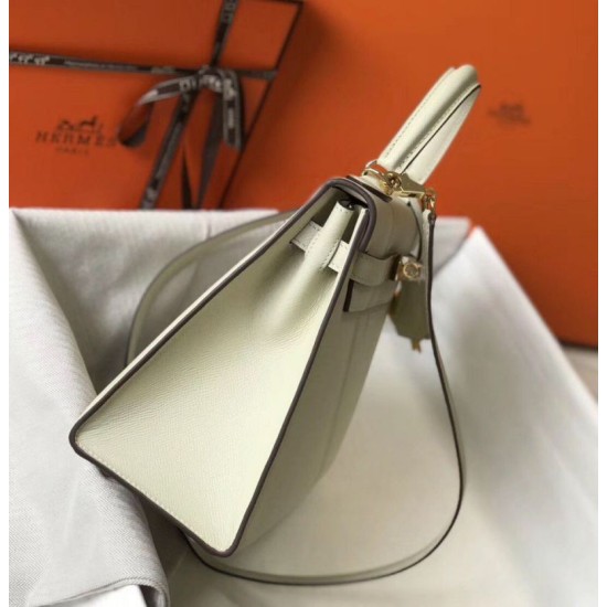 Replica Hermes Kelly 28cm Sellier Bag Epsom White Fake