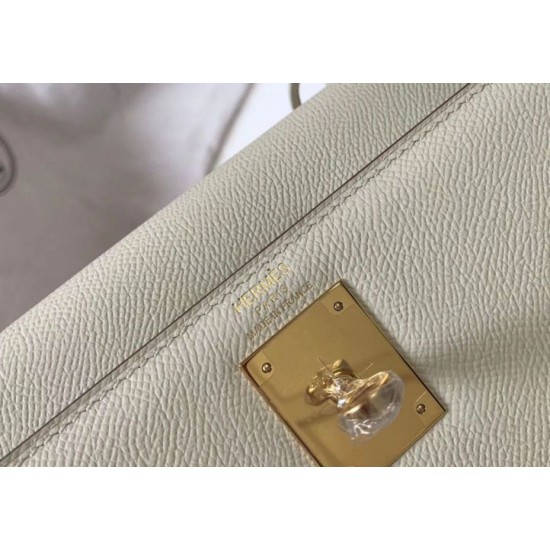 Replica Hermes Kelly 28cm Sellier Bag Epsom White Fake