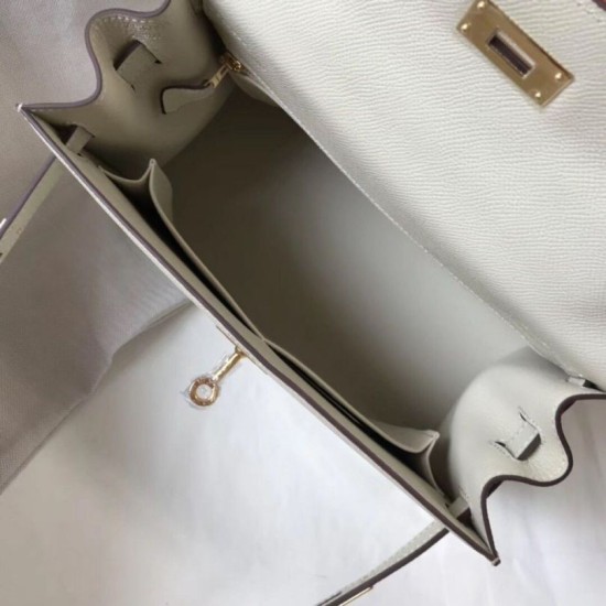 Replica Hermes Kelly 28cm Sellier Bag Epsom White Fake