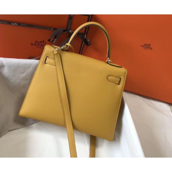 Replica Hermes Kelly 28cm Sellier Bag Yellow Epsom Fake