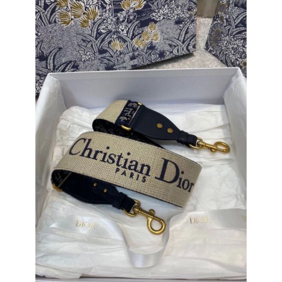 Replica Dior Shoulder Strap Dior Oblique Embroidered Velvet Blue Fake Replica Dior Shoulder Strap Dior Oblique Embroidered Velvet Blue Fake