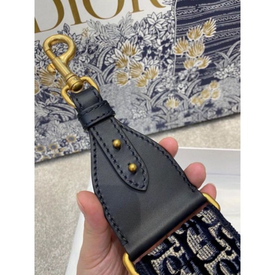 Replica Dior Shoulder Strap Dior Oblique Embroidered Velvet Blue Fake Replica Dior Shoulder Strap Dior Oblique Embroidered Velvet Blue Fake